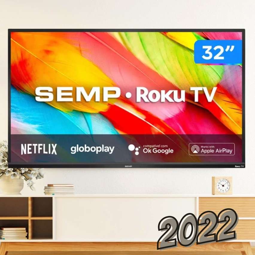 Smart TV Semp LED 32″ HD Wi-Fi 3 HDMI Bluetooth USB Roku 32R6500