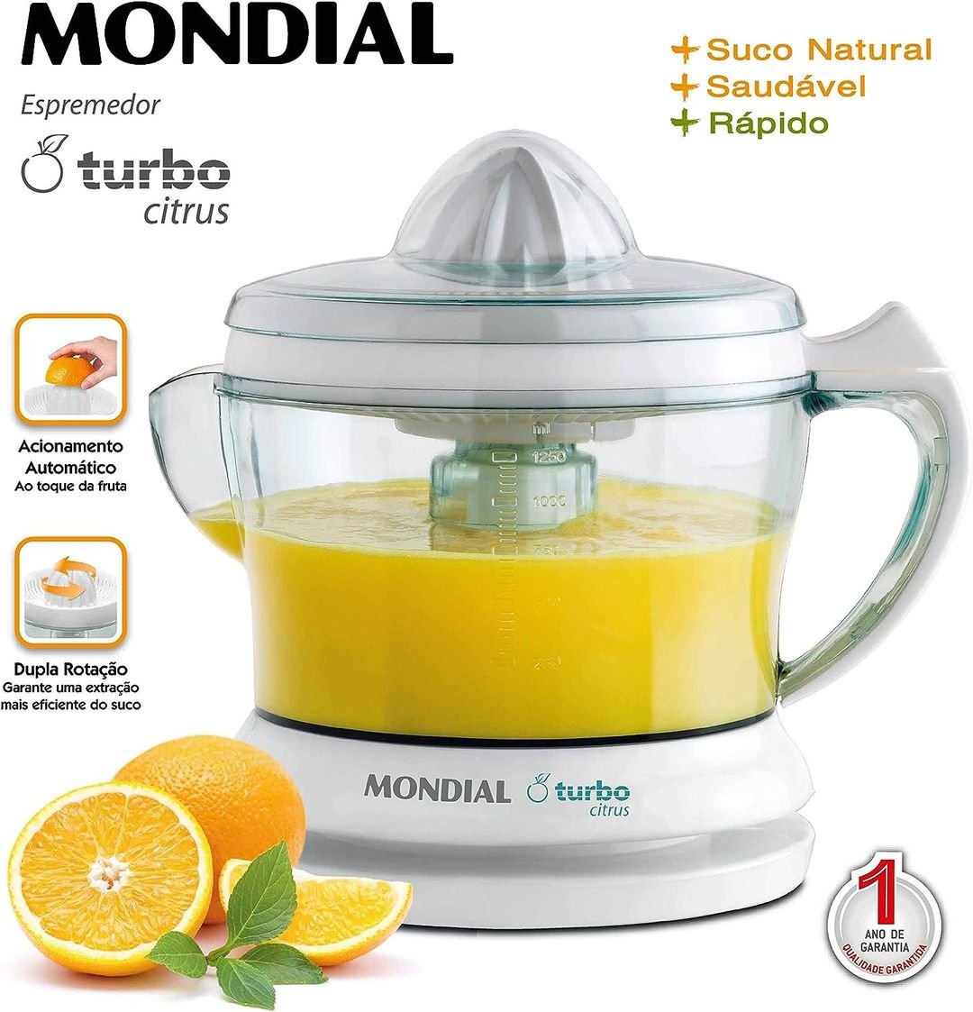 Espremedor Turbo Citrus, Mondial, Branco, 25W, 110V – E-01