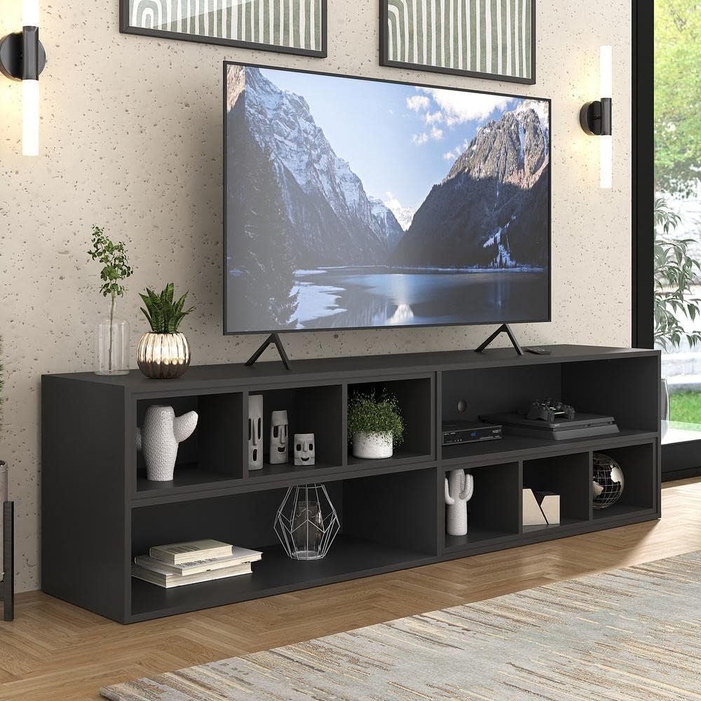 Rack para Tv 75″ com Nichos Jazz Multimóveis Mp1019 Preto