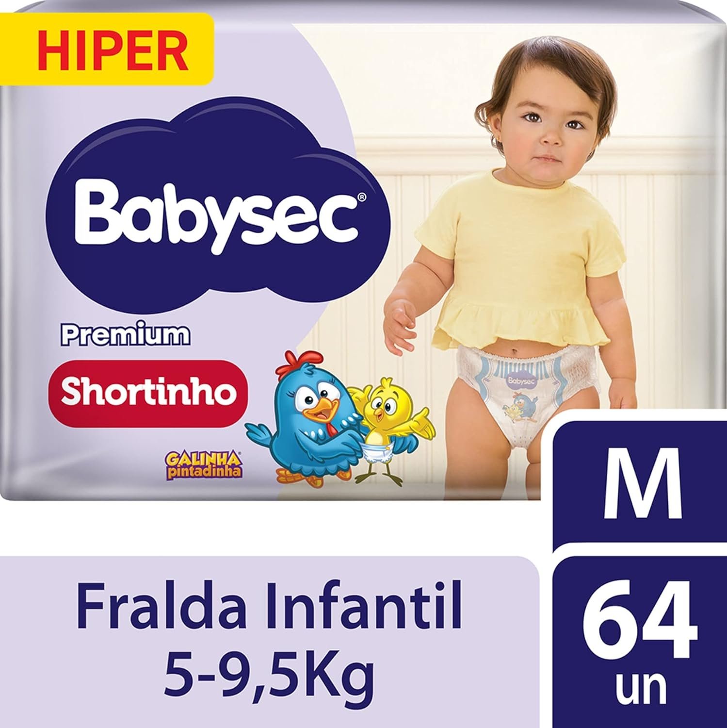 Fralda Babysec Galinha Pintadinha Pants Hiper M 64 Unids