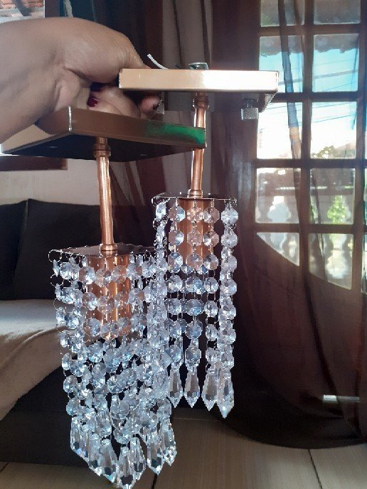 Lustre Clearcrillic Cristal Acrílico Quadrado Cobre