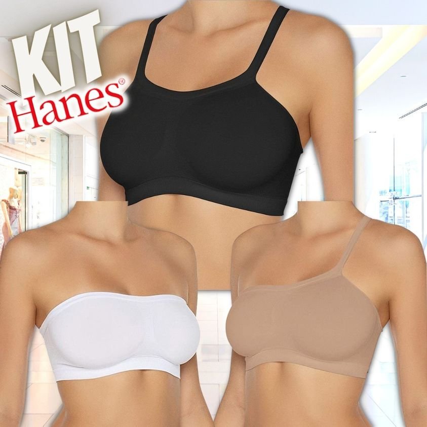 Kit 3 Sutiãs Bandini Seamless, Hanes, Feminino