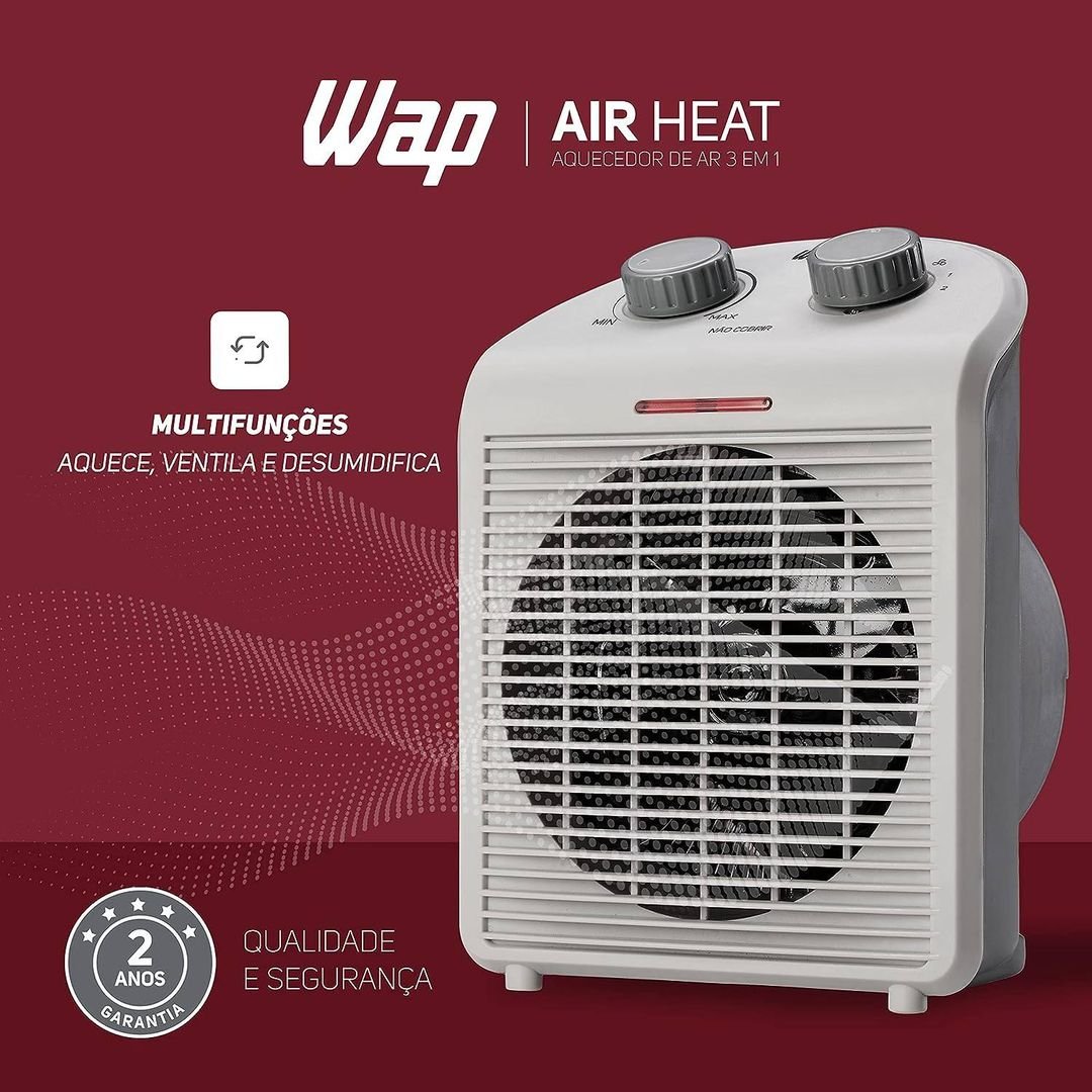 Aquecedor de Ambientes Elétrico Portátil 1500W 3 em 1 Com Ventilador e Triplo Sistema de Segurança 127V!!