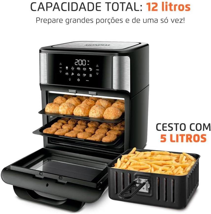 Fritadeira Air Fryer Forno Oven 12 Litros, Mondial, Preto/Inox, 2000W, 110V – AFO-12L-BI!!