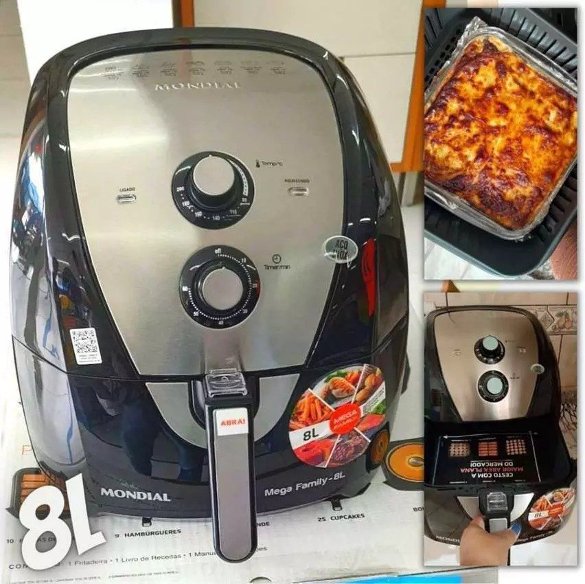 Fritadeira Sem Óleo Air Fryer 8L, Mondial, Preto/Inox, 1900W, 220V – AFN-80-BI