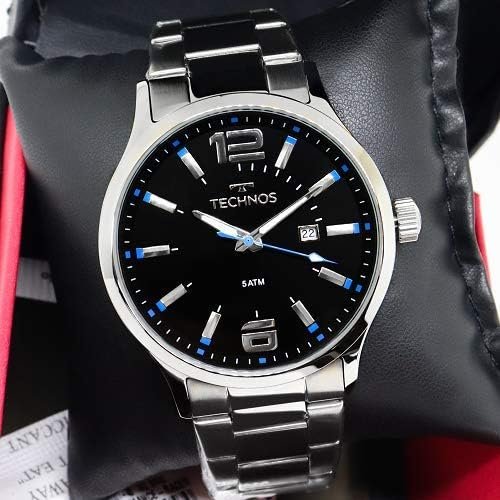 Relógio Technos, Pulseira de Aço Inoxidável, Masculino Prata 2115GU/1A
