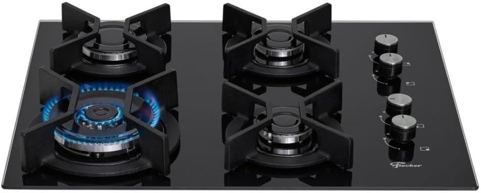 FISCHER COOKTOP 4 BOCAS TC INFINITY GÁS MESA VIDRO PRETO BIVOLT