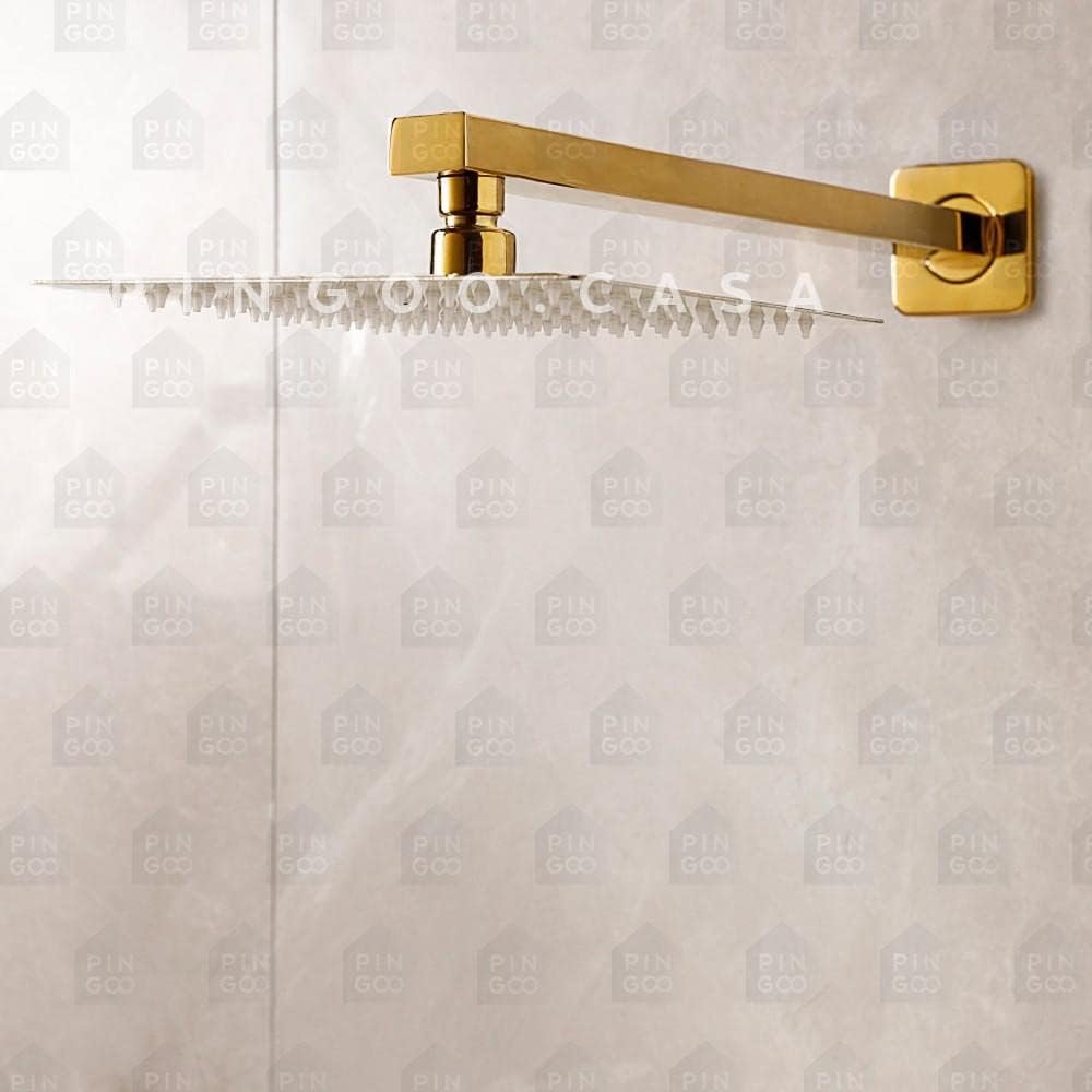 Ducha Chuveiro Mundaú Dourado Modelo Quadrado Aço Inox 20cm!!