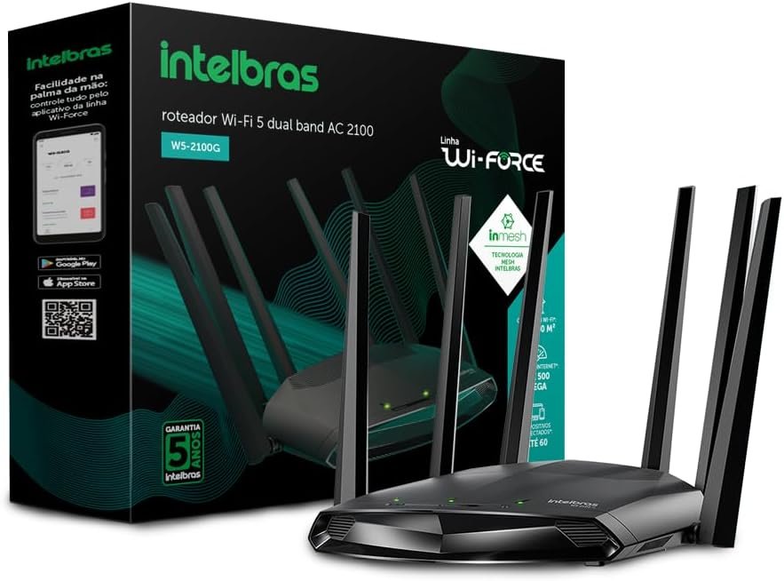Roteador Wi-Fi 5 Wi-Force W5-2100G Preto Intelbras!!