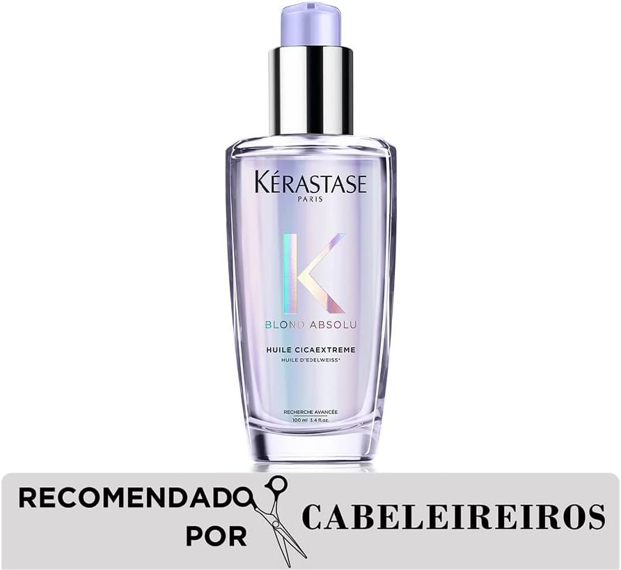 Kérastase Óleo Blond Absolu Huile Cicaextreme, Cabelos loiros, descoloridos, Hidratação, restauração, Ácido Hialurônico, Flor de Edelweiss, 100 ml