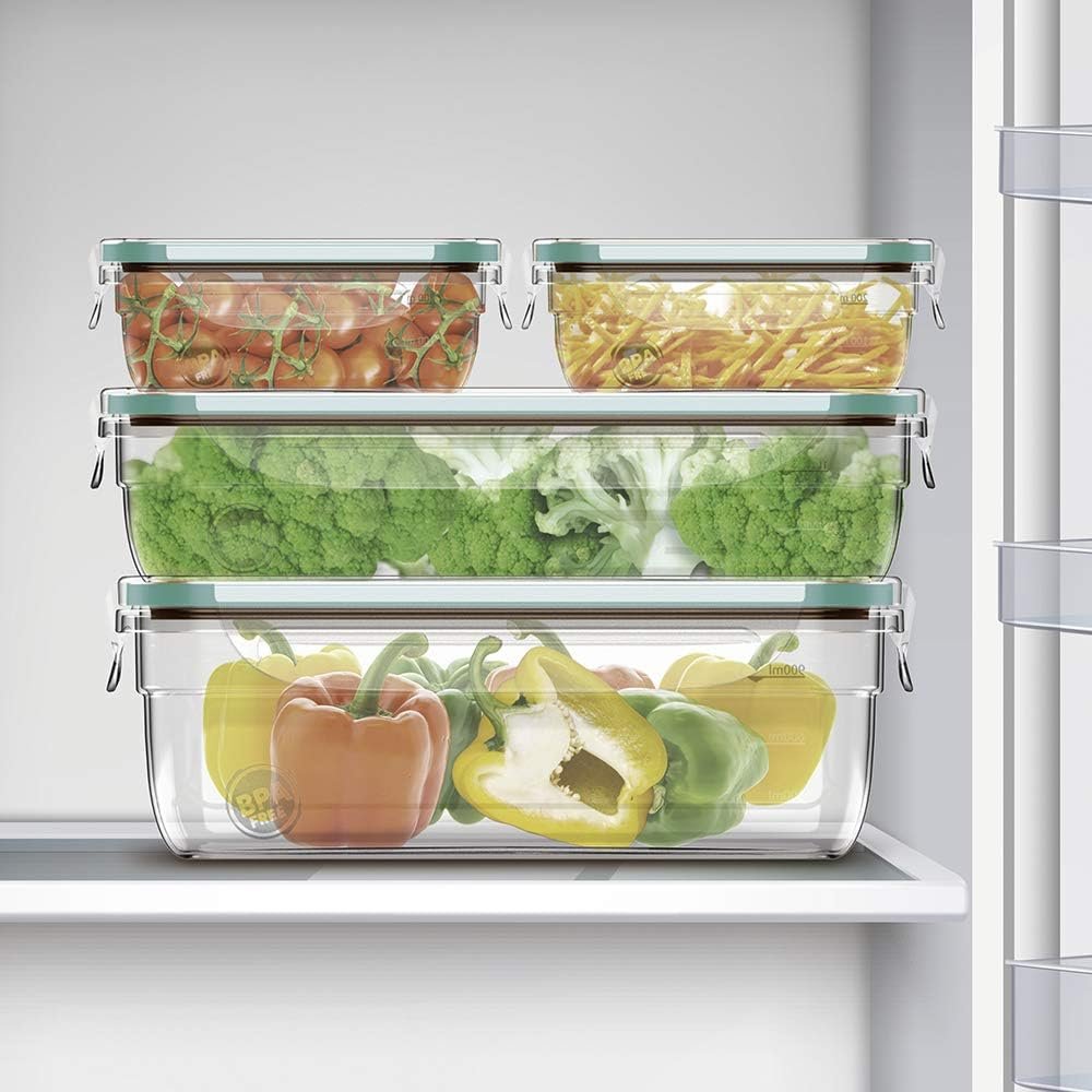 Conjunto com 2 Potes Plástico com Travas Herméticas com volumes de 820ml e 1600ml, Linha Freshy, Sanremo.