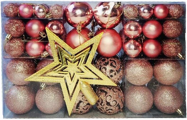 Kit C/100 Bolas de Natal Lisas/Foscas/Glitter – Rose