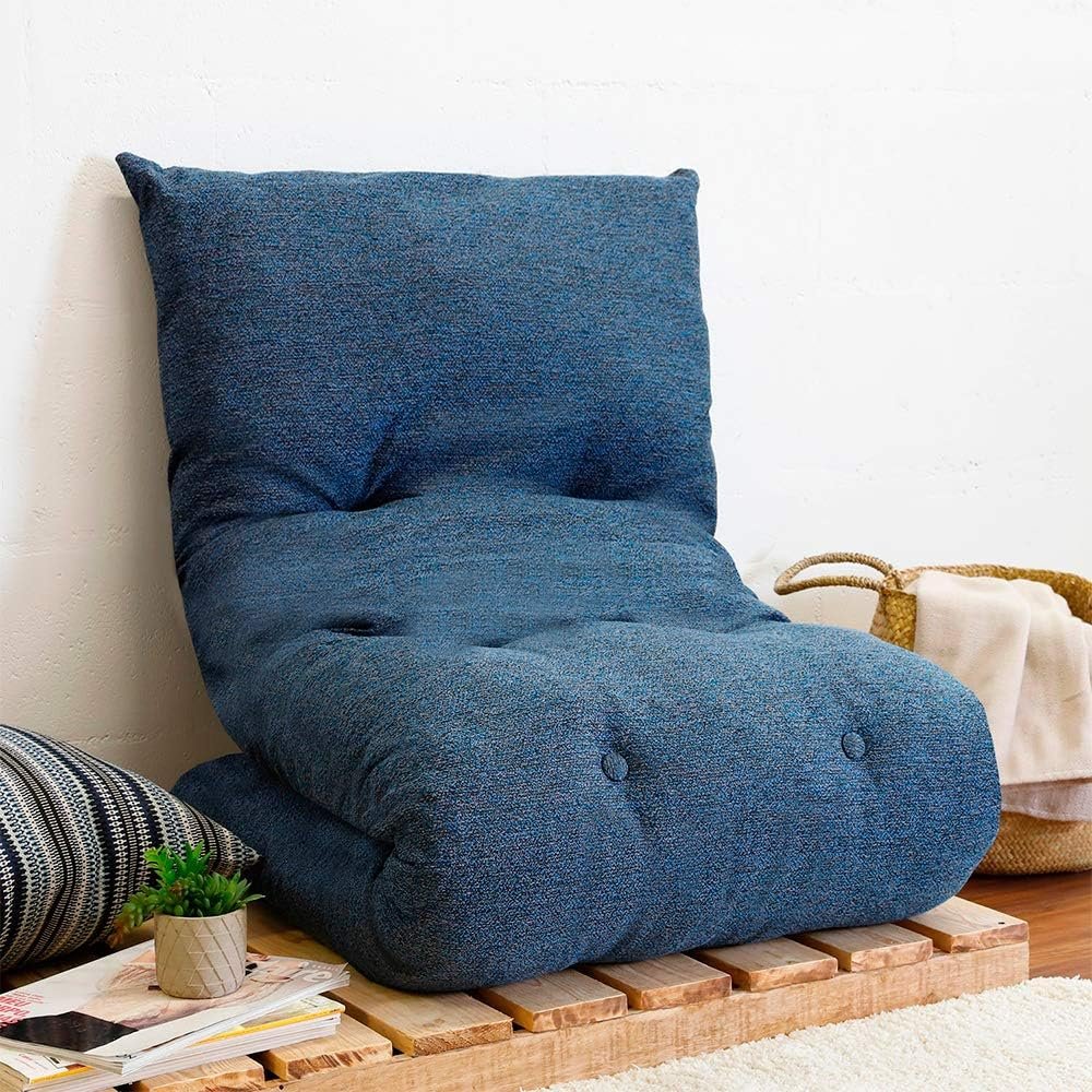 Futon Colchonete Dobrável De Espuma Solteiro Azul