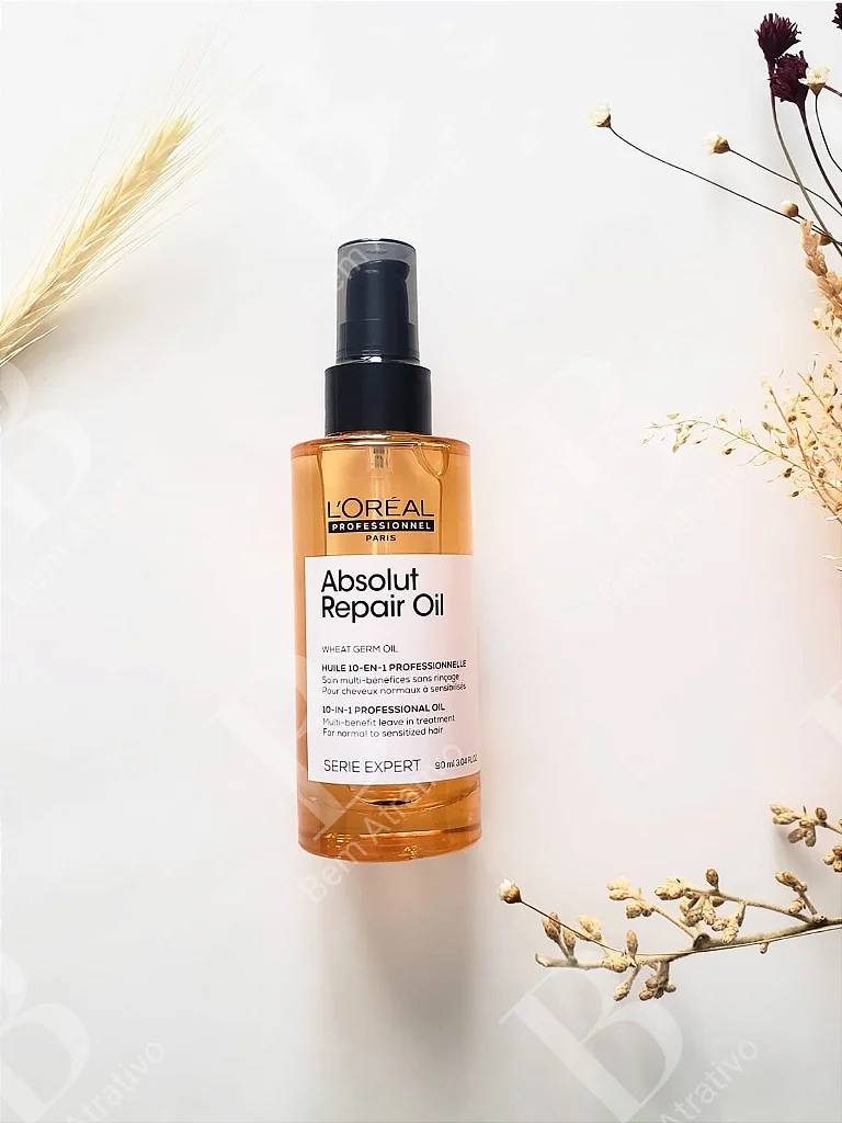 Óleo 10 em 1 Absolut Repair | Multi-benefícios para cabelos secos e danificados | Repara e Promove Brilho | Com Gold Quinoa e Proteínas | 90ml