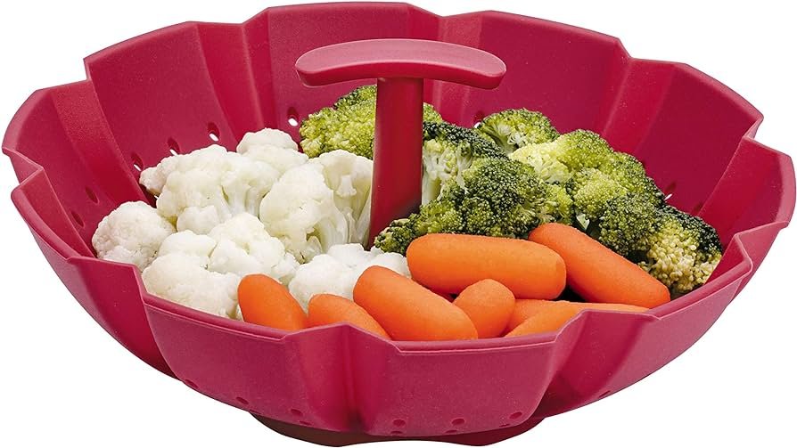 Cozi Vapore de Silicone Vermelho para cozimento Peixes, Legumes , SIL2614-VM, Euro Home