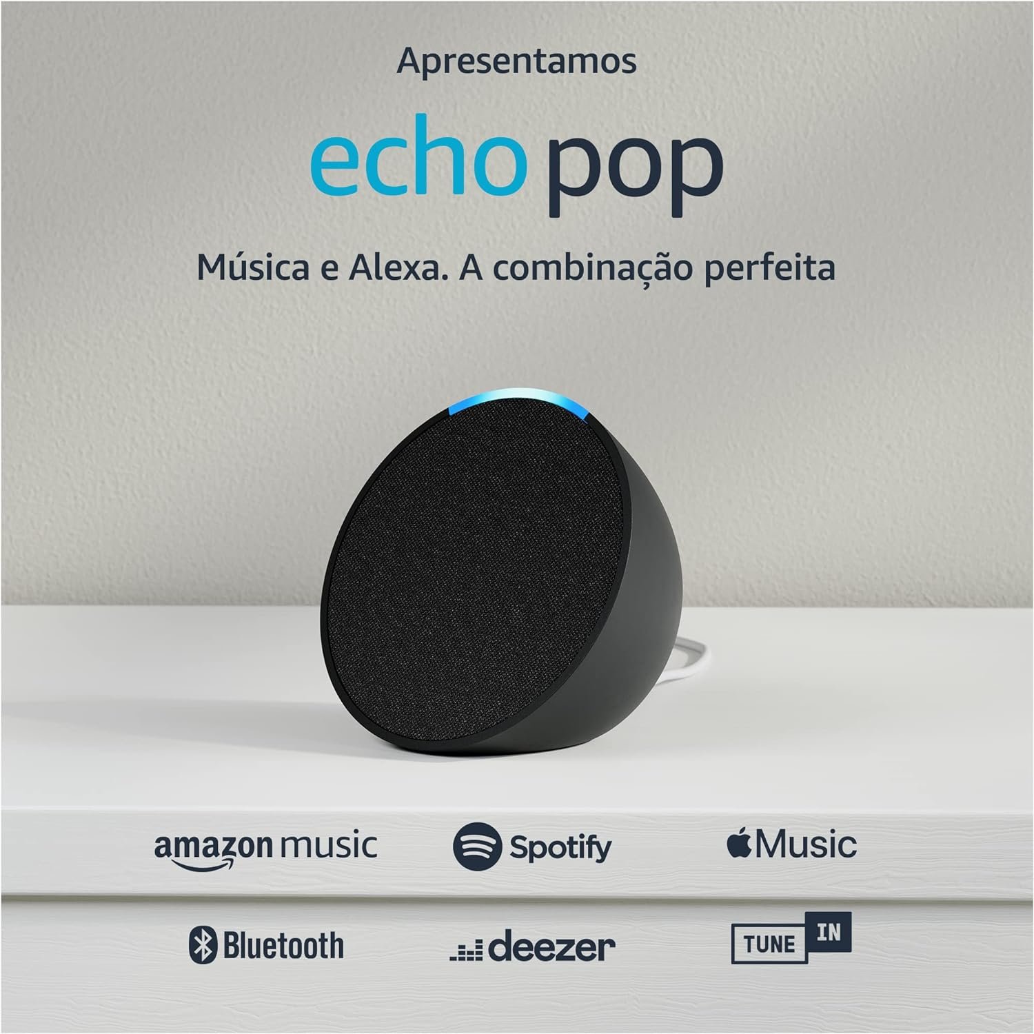 Apresentamos o Echo Pop | Smart speaker compacto com som envolvente e Alexa | Cor Preta!!