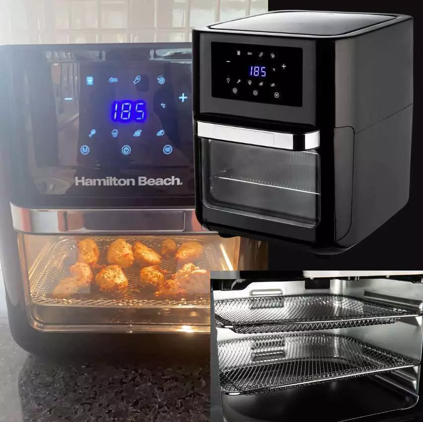 Hamilton Beach Fritadeira Air Fryer Oven 12L 8 receitas pré-sugeridas desligamento automático 1700W ASWE-002 preta 220v