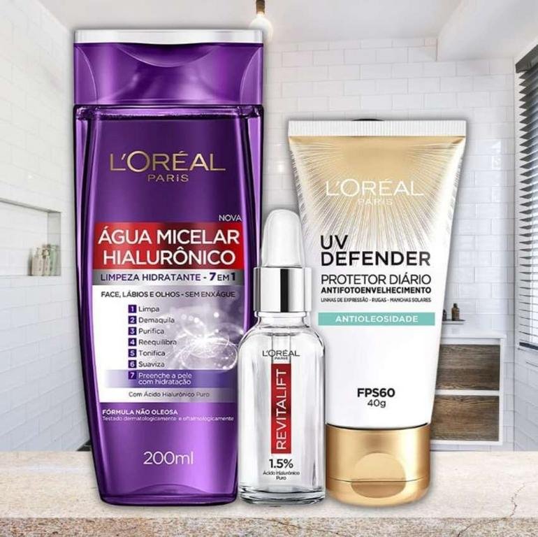 Kit L’Oréal Paris: Água Micelar + Sérum + UV Defender Antioleosidade