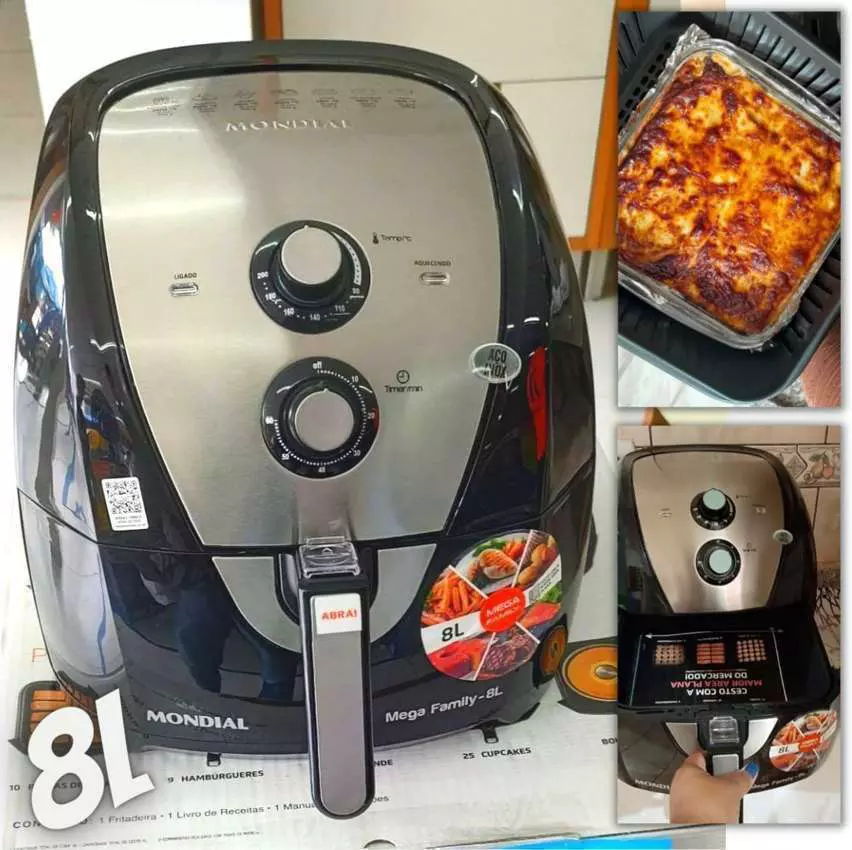 Fritadeira Sem Óleo Air Fryer 8L, Mondial, Preto/Inox, 1900W, 220V – AFN-80-BI