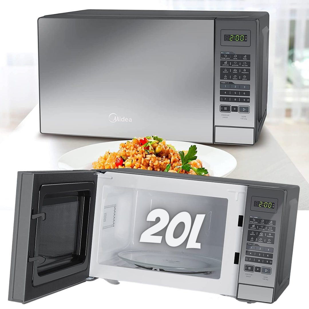 Forno Micro-ondas 20L Prata Espelhado Midea 110V ‎!!