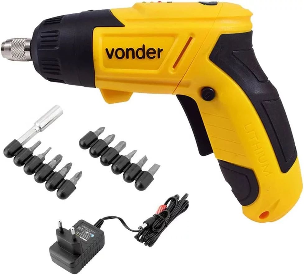 Parafusadeira A Bateria 3,6 V, Carregador Bivolt, Jogo Com 12 Acessórios, Pbv 120, Vonder.