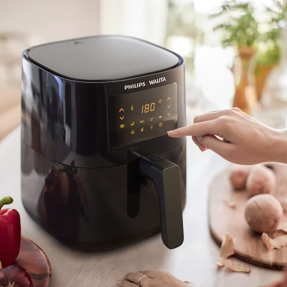 Philips Walita Preta Fritadeira Airfryer Digital Série 3000, 4.1L de capacidade, Garantia internacional de dois anos, 220V, 1400W (RI9252/90)
