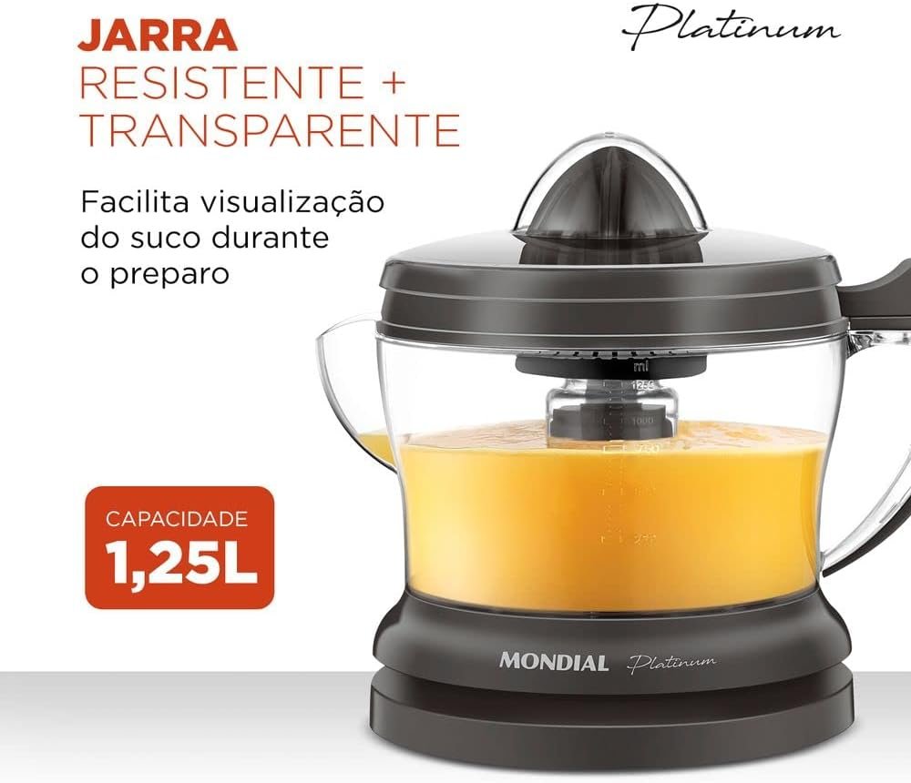 Espremedor Platinum, Mondial, Grafite, 30W, 110V – E-30-P!!