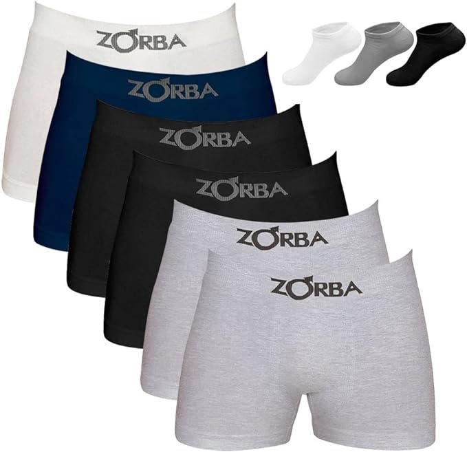 Kit com 6 Cuecas Zorba Boxer Algodão Sem Costura Infantil 678 Branco
