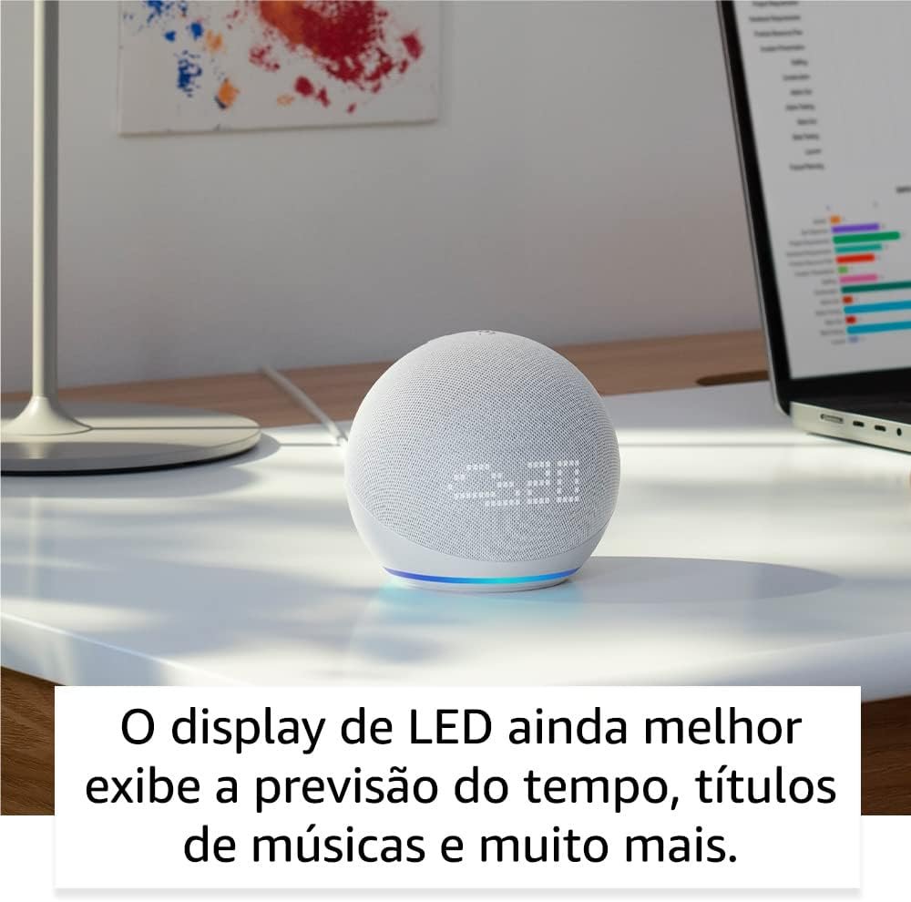Echo Dot 5ª geração com Relógio | Smart speaker com Alexa | Display de LED ainda melhor | Cor Branca!!