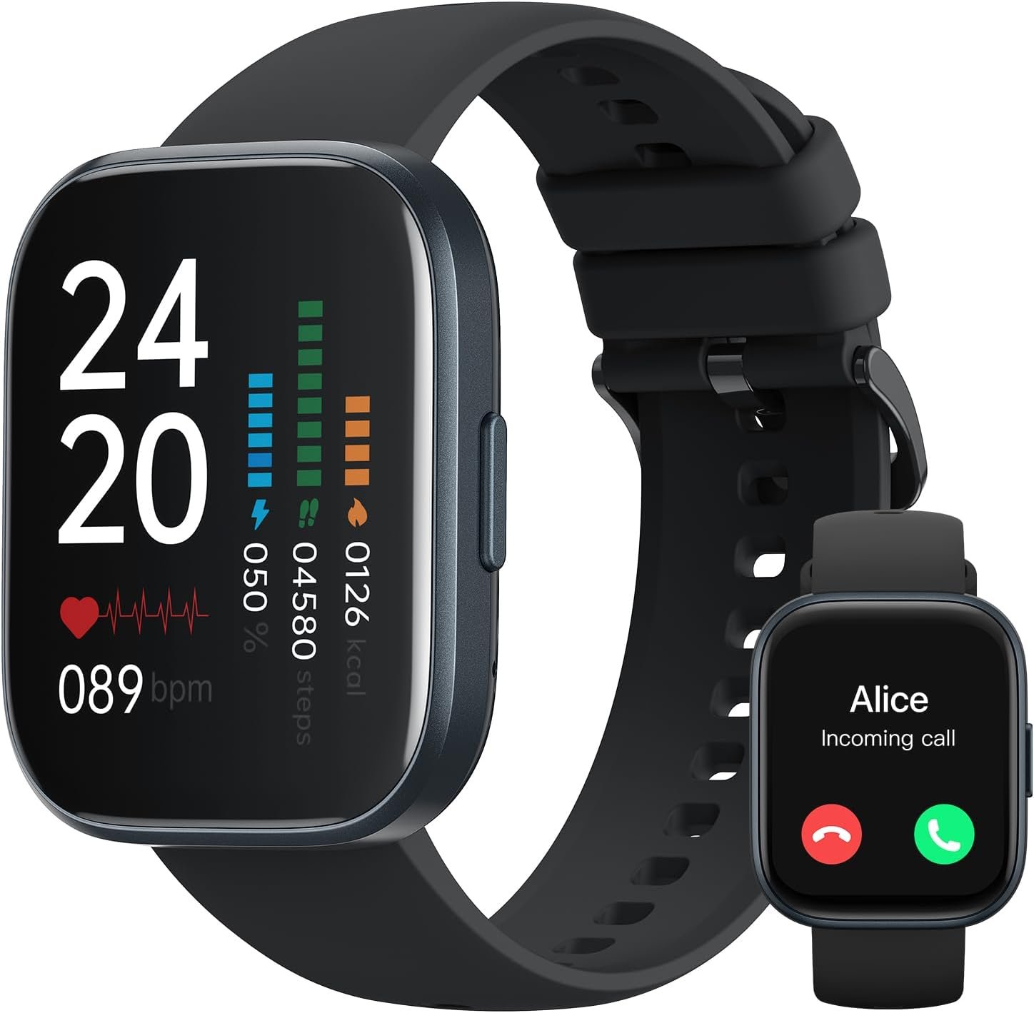 TRUEFREE Smart Watch com Bluetooth Call Full Touch Screen Fitness Tracker com frequência cardíaca Monitor de oxigênio no sangue Monitor de atividade à prova d’água para telefones Android e iOS