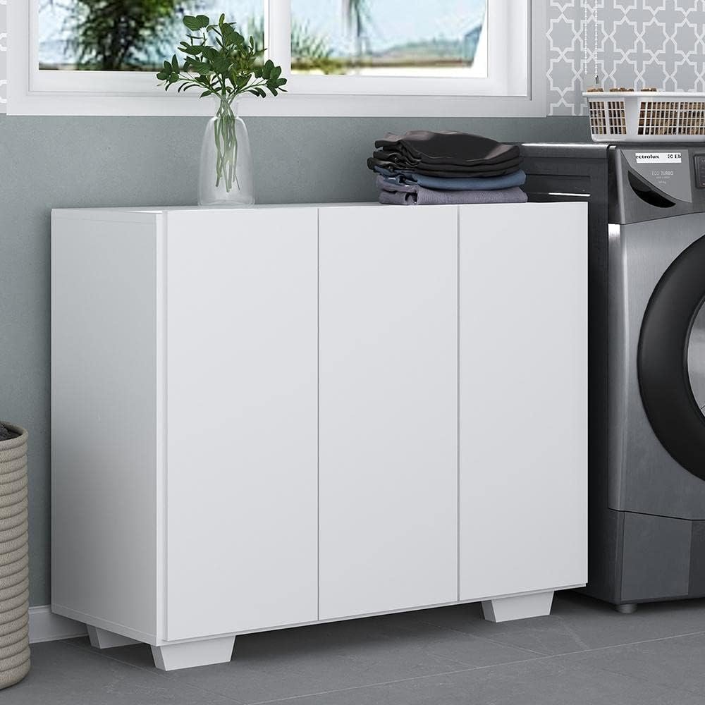 Armário Lavanderia com 3 Portas 90 cm Multimóveis Mp5034 Branco