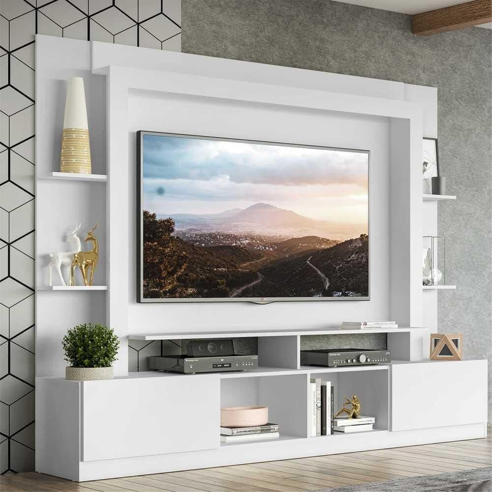 Rack Estante c/Painel Tv 65″ e 2 portas Oslo Multimóveis Branco