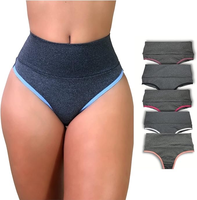Kit 5 Calcinhas Modeladoras Cós Alto – Compressão para Barriga Cintura Alta, Sem Costura, Forro 100% Algodão, Atacado -VIÉRE