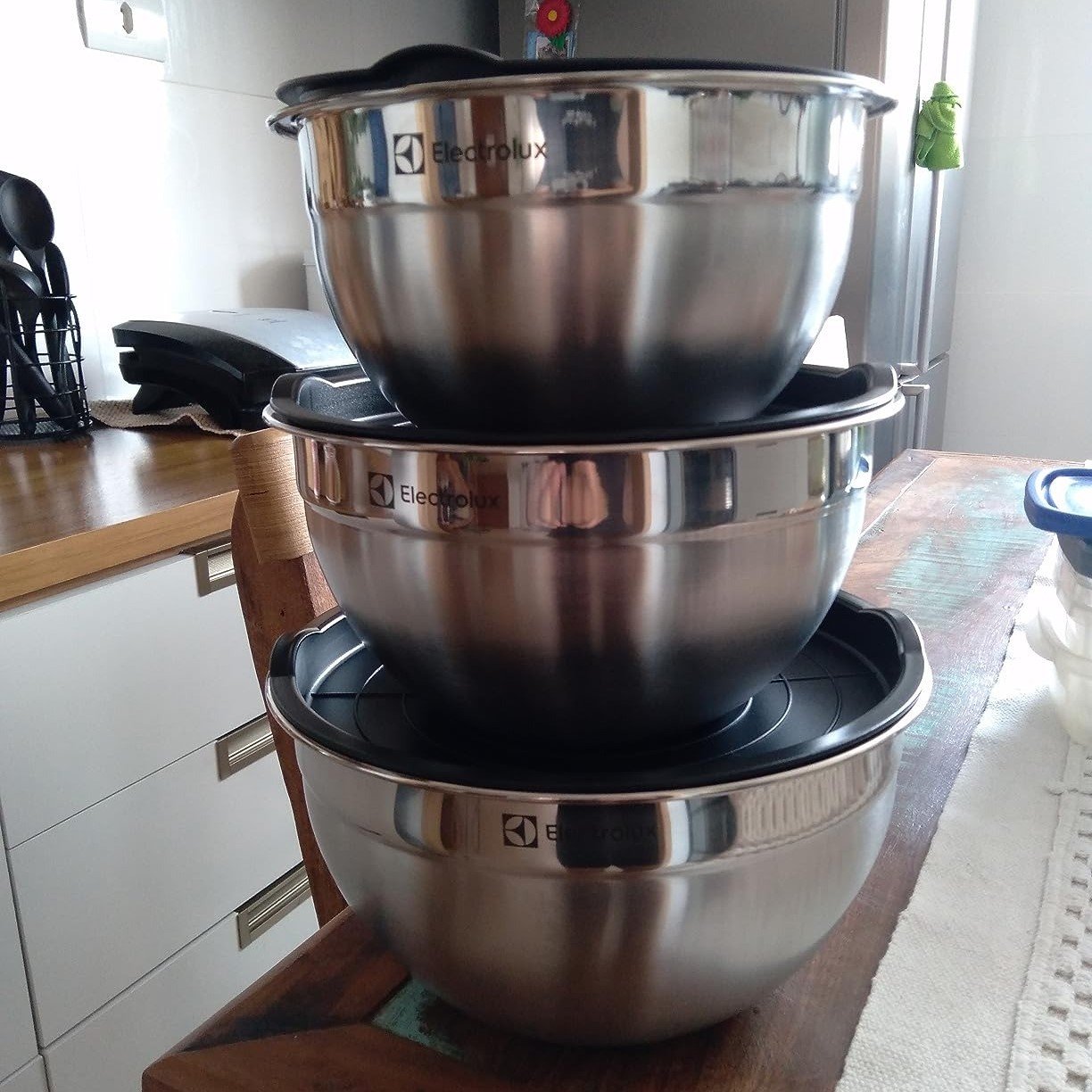 Conjunto de Bowls Tigelas de Inox com Tampa Plástica Electrolux