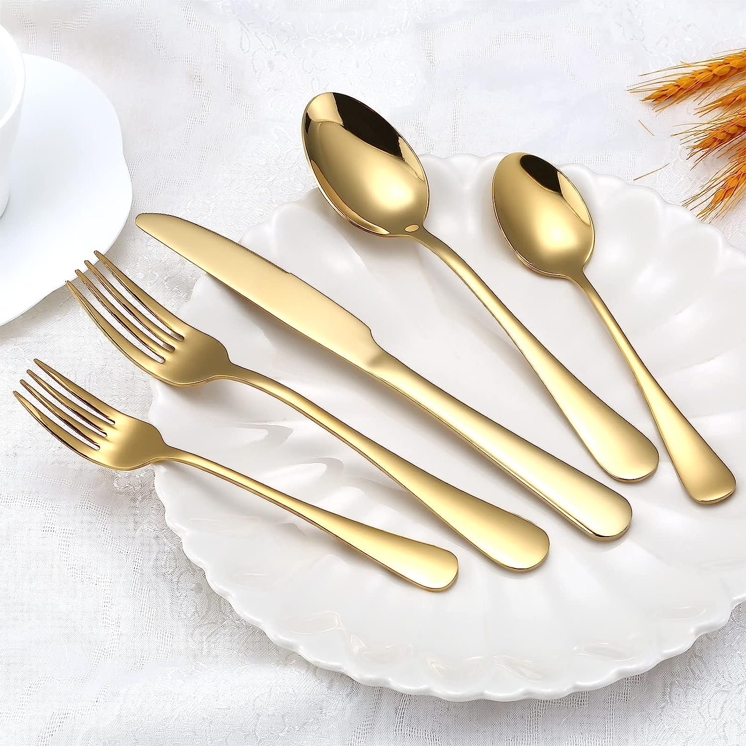 Conjunto de talheres de ouro e prata, conjunto de talheres de aço inoxidável com 20 peças, conjunto de utensílios de cozinha com 4 porções