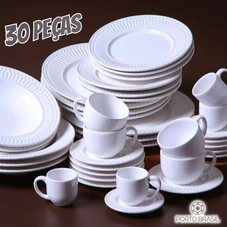 APARELHO DE JANTAR 30 PEÇAS ROMA BRANCO