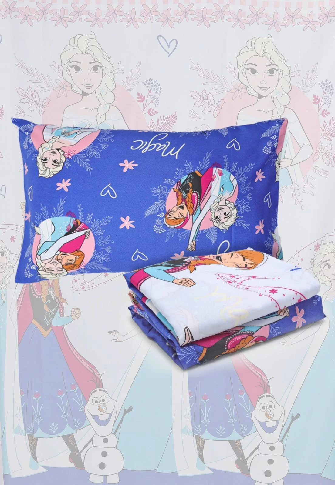 Jogo de Cama Infantil 3pçs Solteiro Lepper Microfibra Divertido Frozen Azul