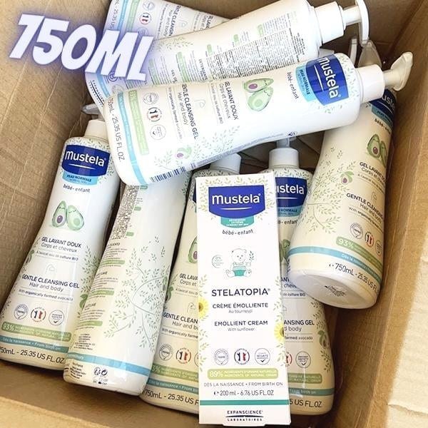Mustela BR Gel Lavante Suave Com Abacate Orgânico 750Ml – Sabonete Líquido Corpo e Cabelo Para Bebês, 93% De Ingredientes De Origem Natural, Fórmula Biodegradável
