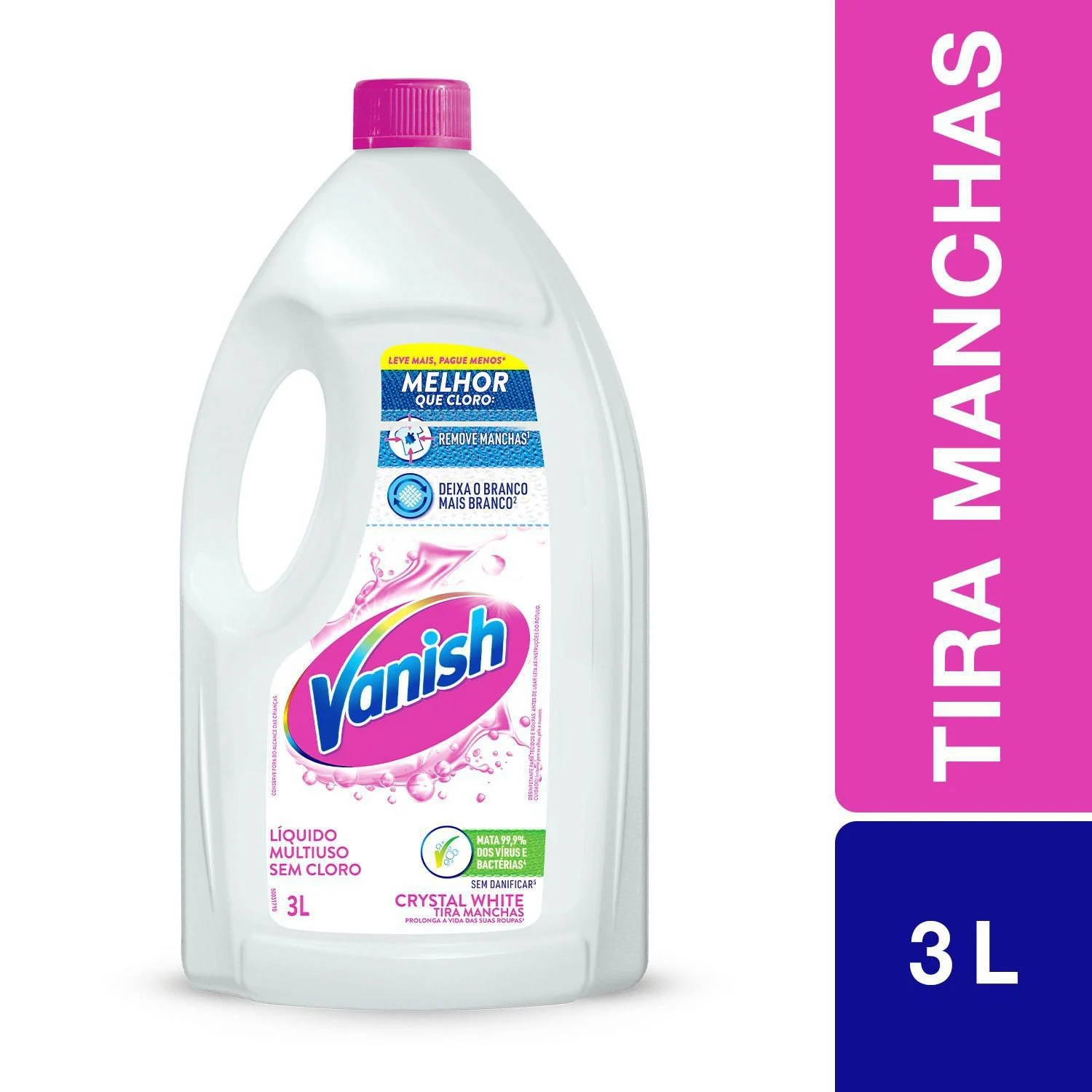 Vanish Tira Manchas Líquido Crystal White 3L Para Roupas Brancas