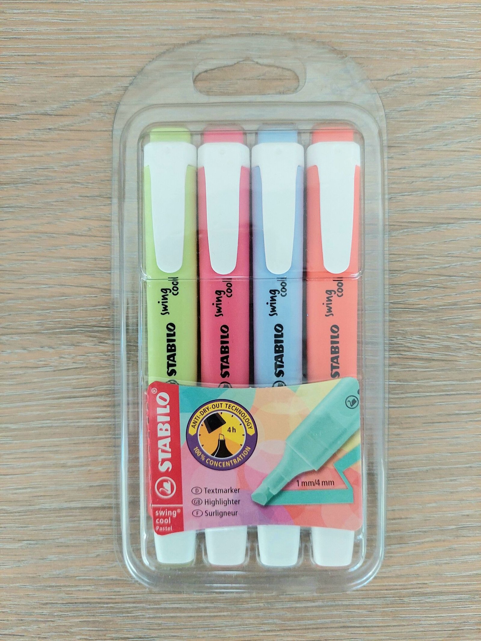 Marca Texto – STABILO Swing Cool Pastel – Estojo com 4 unidades – Em 4 cores