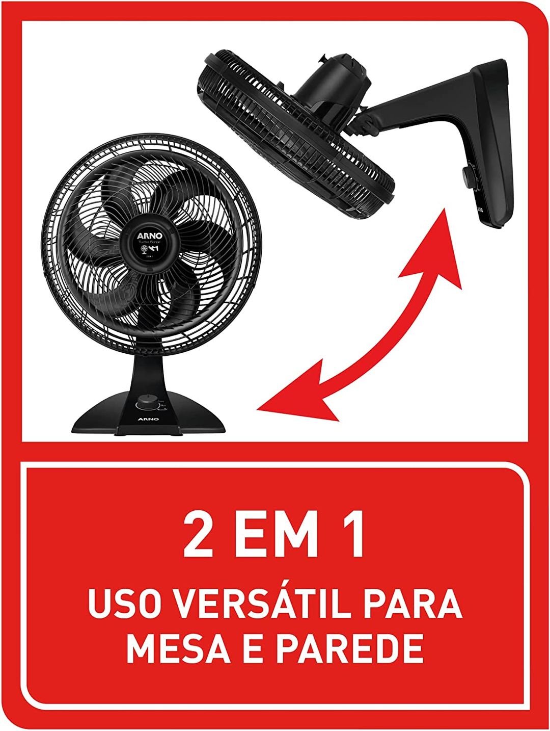 Ventilador 2 em 1, Mesa ou Parede, Arno, Turbo Force, 40cm, VF42, 127V!!