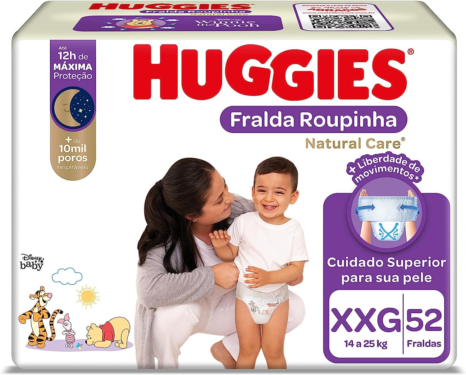 Fralda Huggies NATURAL CARE ROUPINHA XXG 52 unidades!!