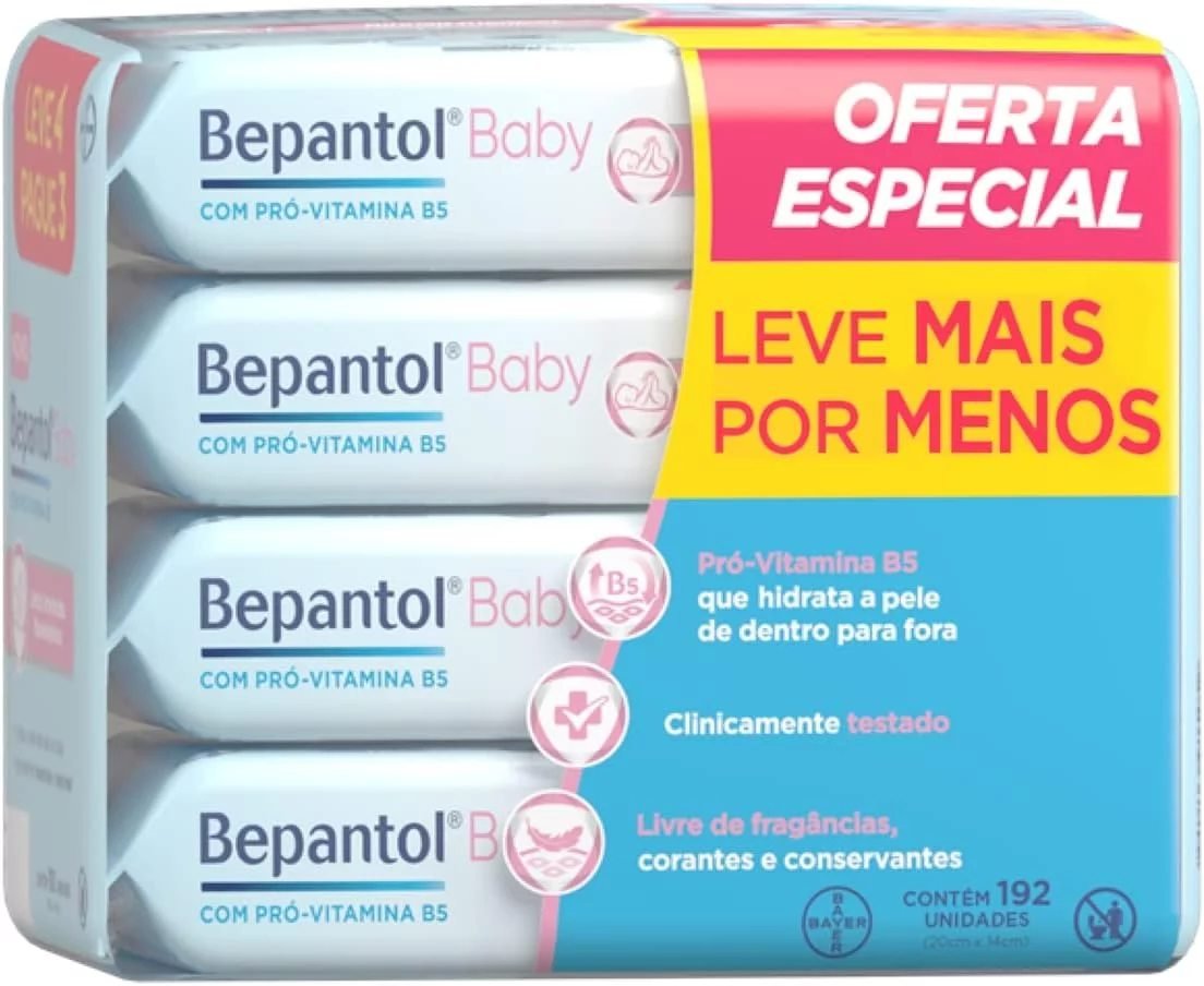 Kit 4 Pacotes Lenços Umedecidos Bepantol Baby – 48 Unidades!!