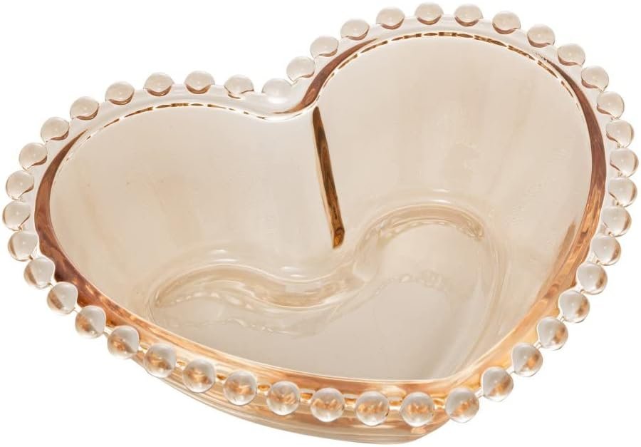 WOLFF Coração Pearl Conjunto de Tigelas de Cristal 2 Peças, Laranja (Âmbar), 15 x 13 x 5 cm