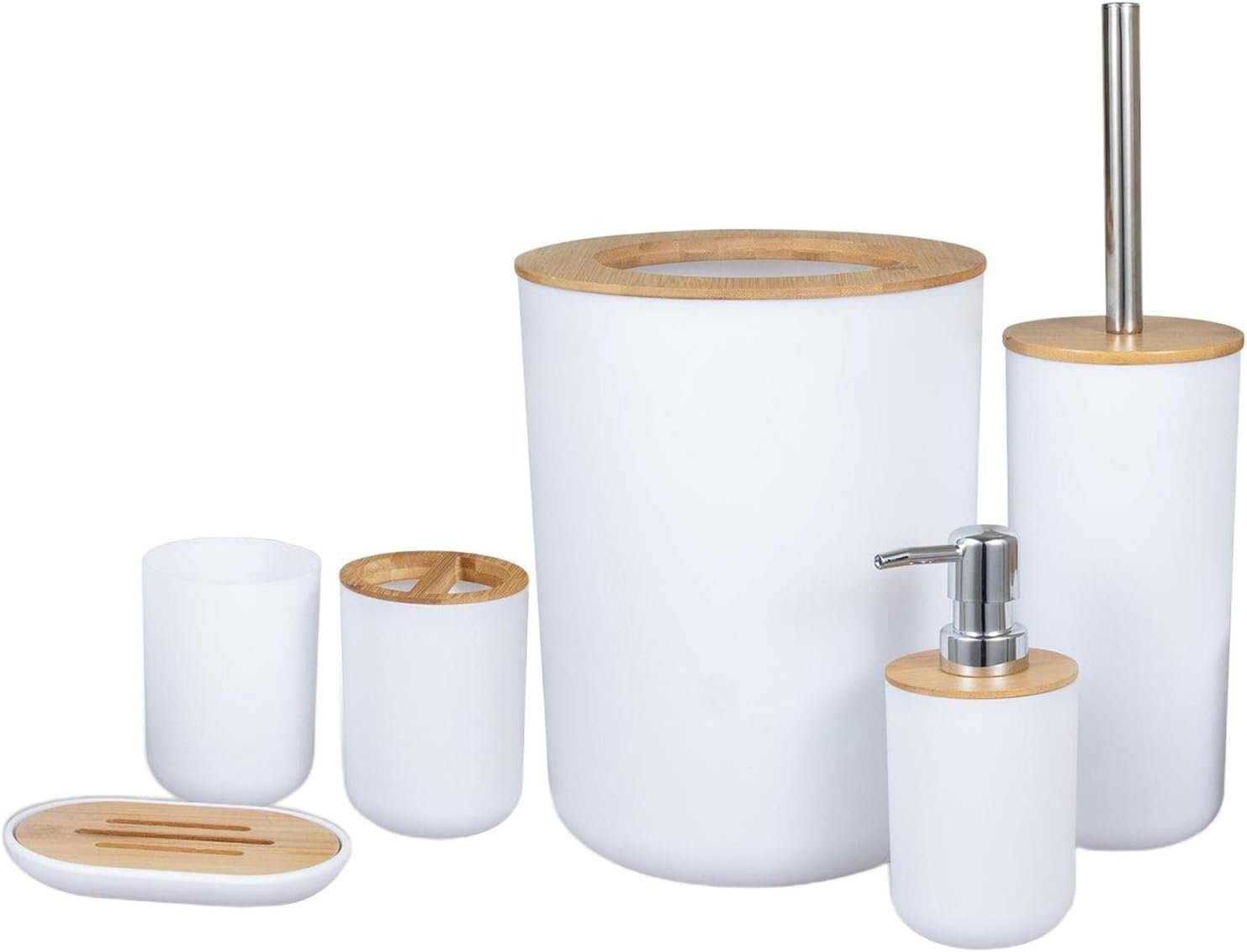 homozy Conjunto de Acessórios de de 6 Peças – Copo, Porta-escovas, Saboneteira, Lixeira,