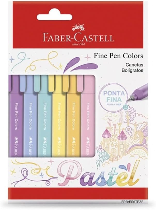 Faber-Castell FINE PEN COLORS – PASTEL CTL 6 UNID., Modelo:FPB/ES6TPZF