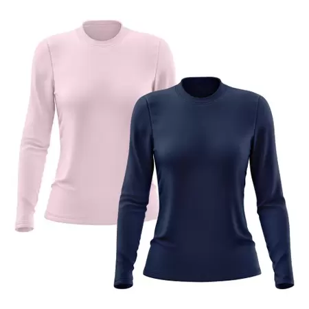 Kit 2 Camisetas Feminina Manga Longa Proteção Solar UV 50