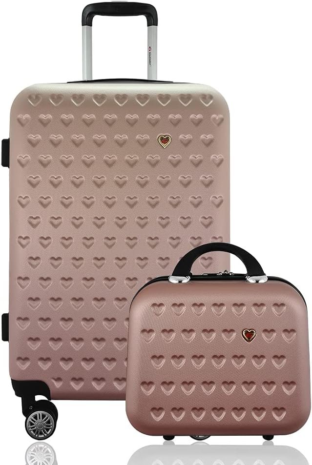 Kit Mala Rígida Média com TSA 360º mais Frasqueira – Gladiador C1M (Rose Gold)