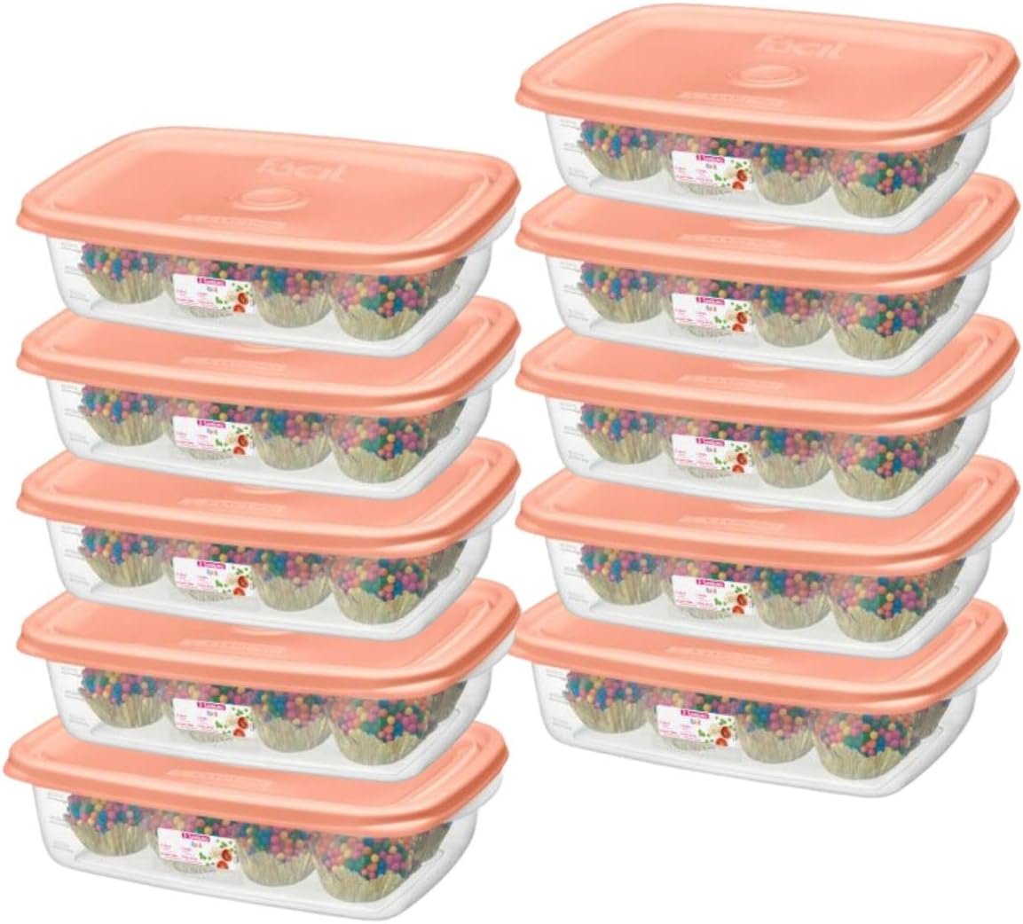 kit 10 potes plástico hermético 785ml sanremo Cor:Coral