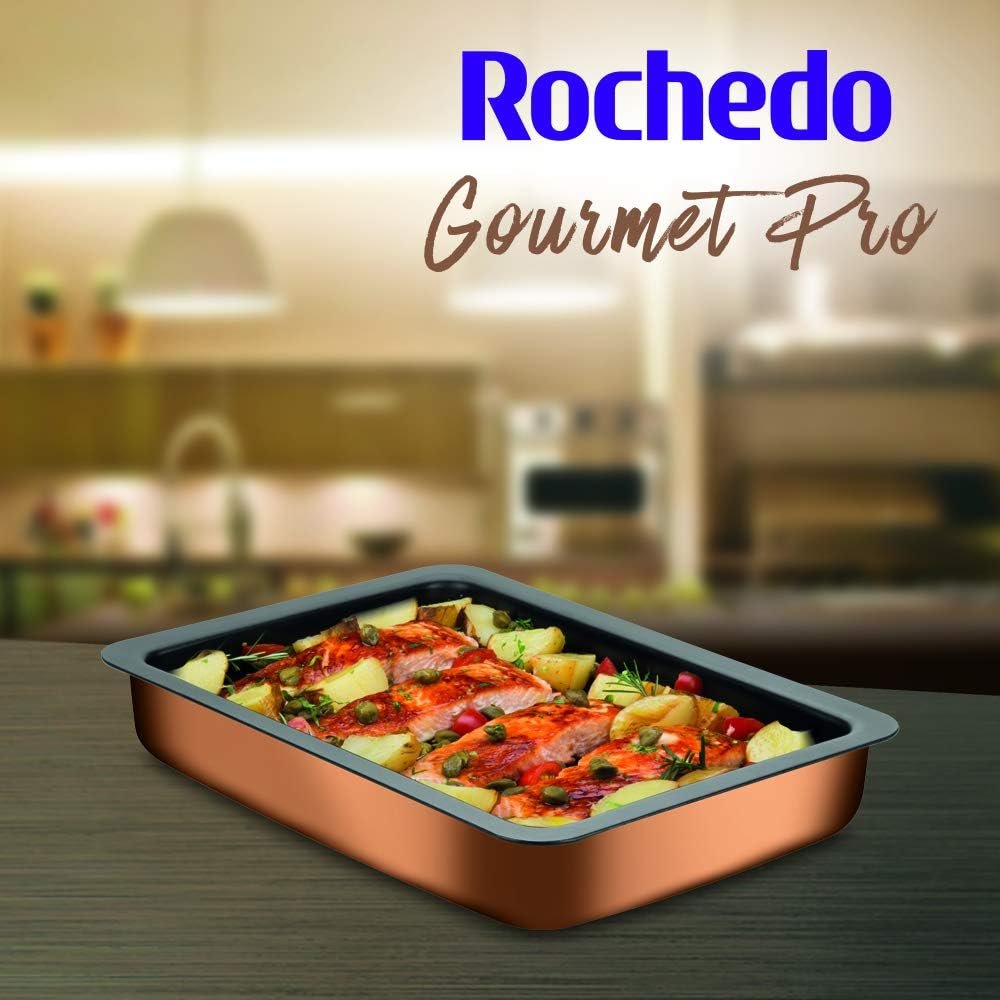 Assadeira Retangular Rochedo Gourmet Pro Rev Cobre!!